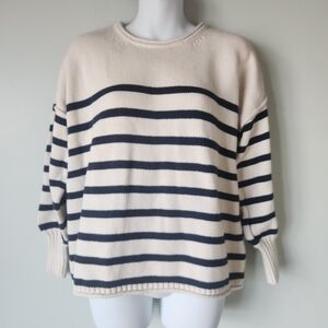 MADEWELL Oversized Conway Striped Pullover Sweater Nautical Preppy French Chic